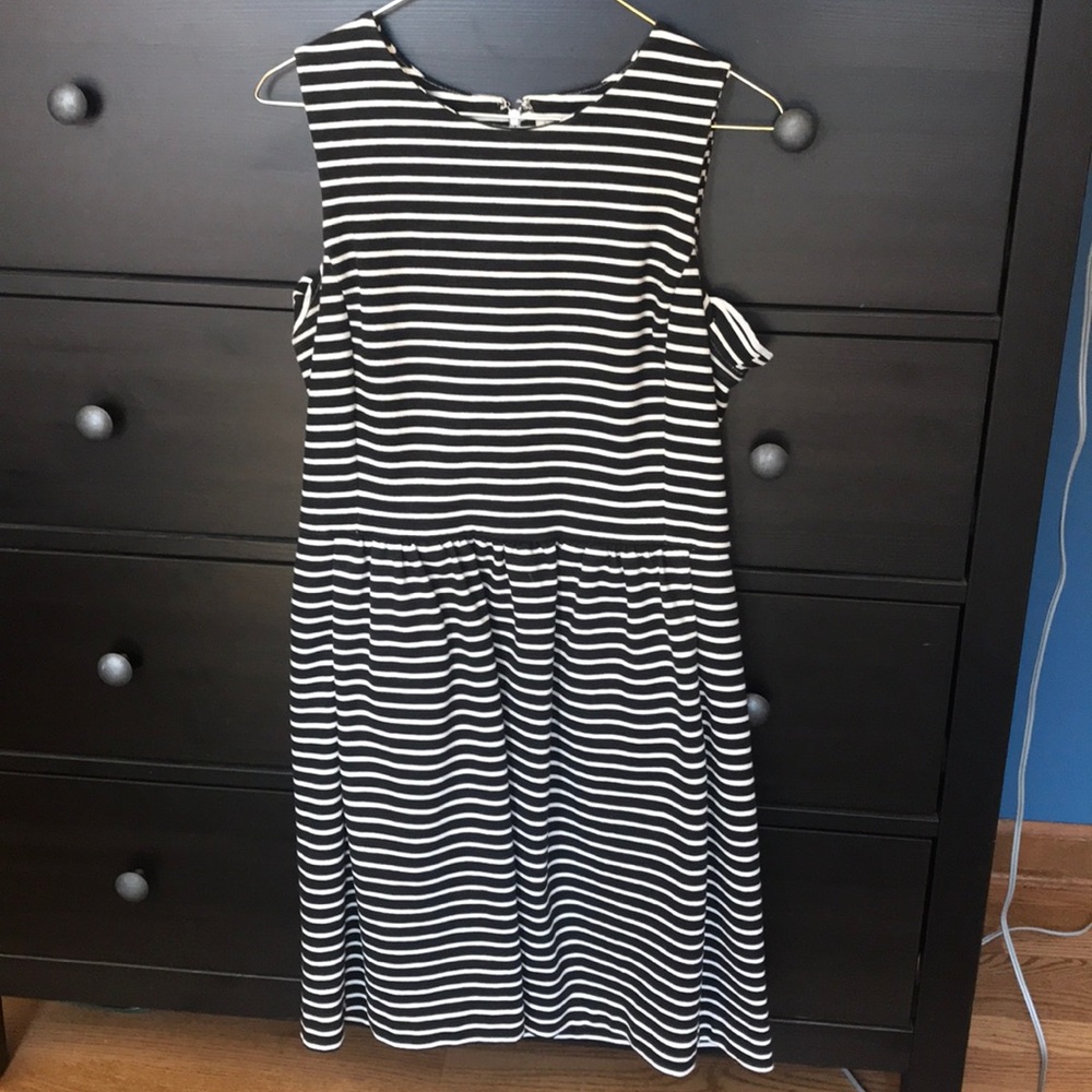 JCREW Black & White Striped Dress